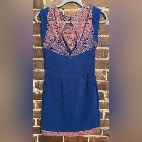 The Kooples Lace Snake Mini Dress Royal Blue & Lavender - Picture 4 of 4